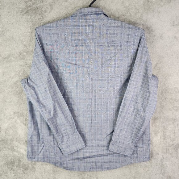 Men's Tasso Elba Shirt Blue & Gray Plaid Long Sleeve Button-Down Size XXL - Picture 7 of 10